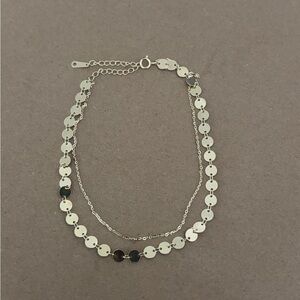 926 silver ankle bracelet with discs. Size 11”